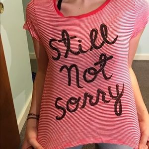 Red and White Striped Graphic Tee